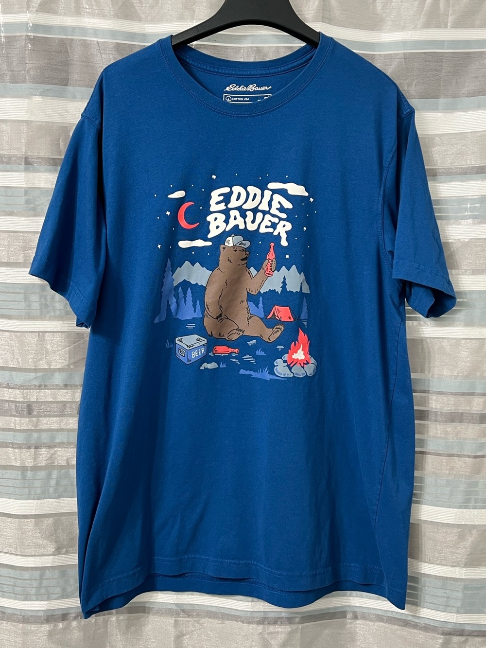 Eddie Bauer Men's Blue Graphic Camp Bear T-Shirt